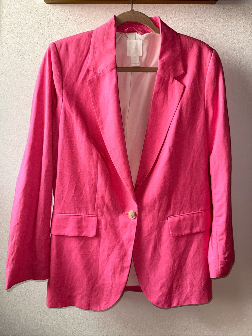 H&M Bright Pink Single-Button Blazer - Medium